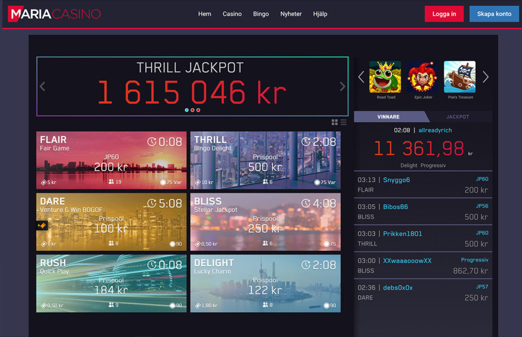Maria Casino >> Svensk Casino Favorit, 100kr Bonus ⋆ SvenskLicens.com